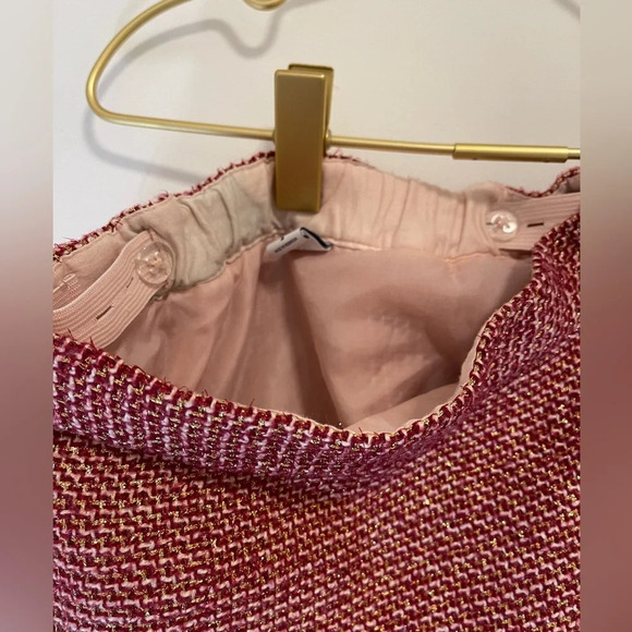 Janie and Jack Girls Pink/ Gold Tweed Boucle Skirt Metallic - Picture 3 of 8